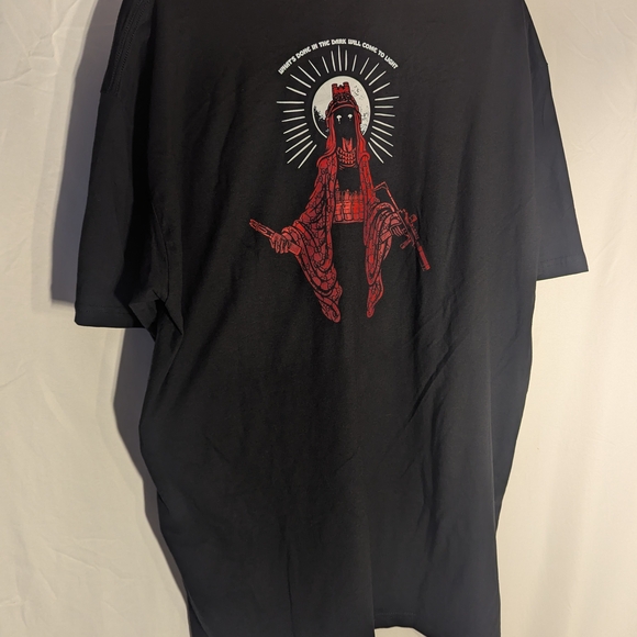 Black and Red Short Sleeve Tee with Spiritual Graphic - Picture 4 of 6